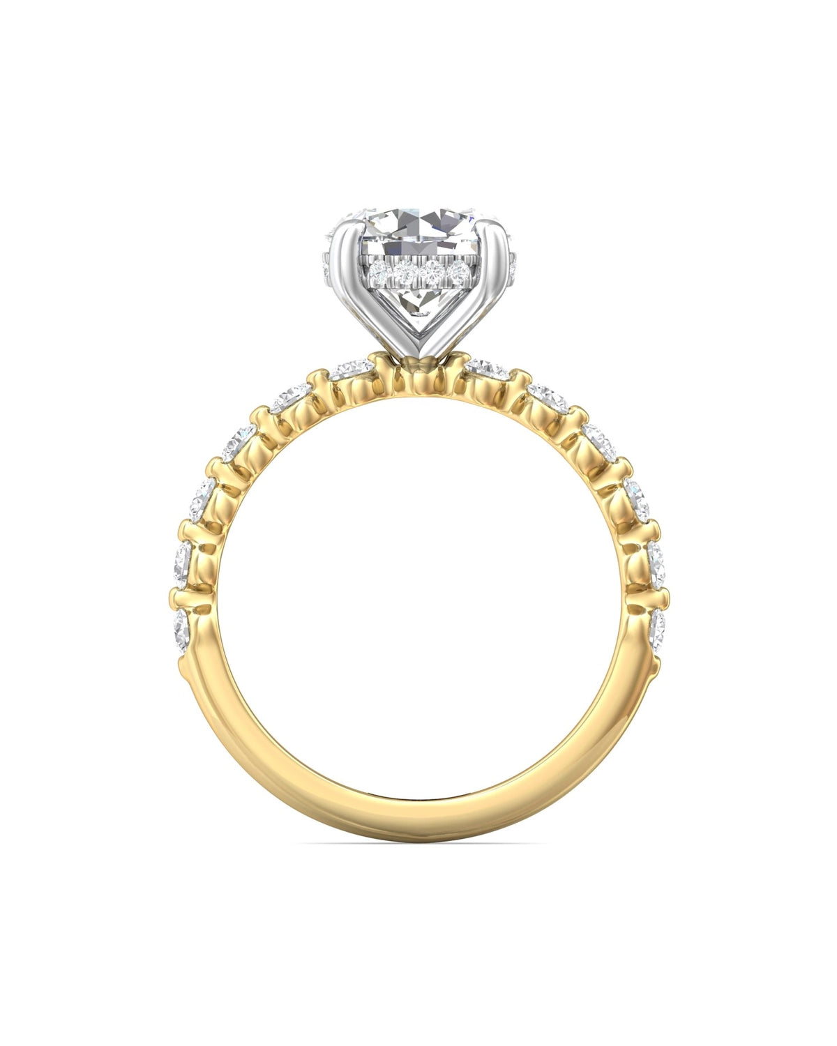 Diamond Band Solitaire 2ct Center & Hidden Halo