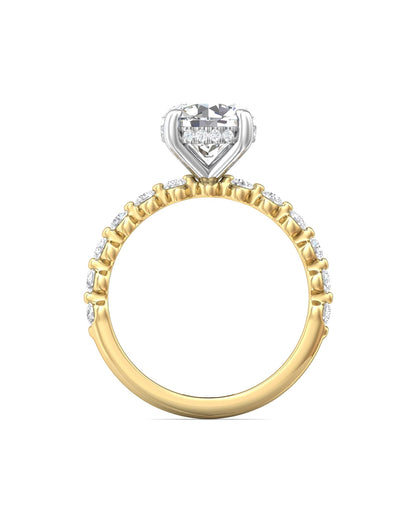 Diamond Band Solitaire 2ct Center & Hidden Halo