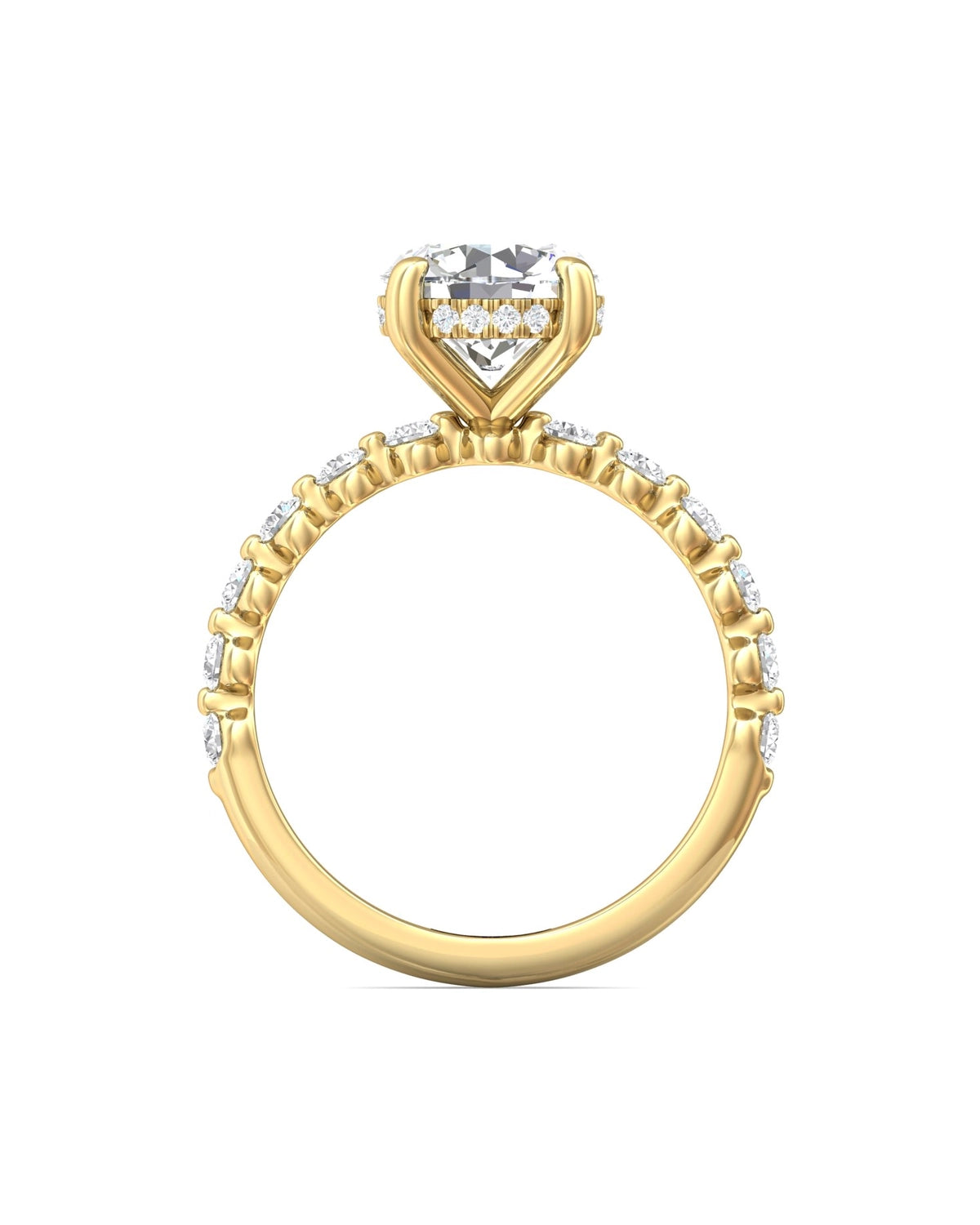 Diamond Band Solitaire 2ct Center & Hidden Halo