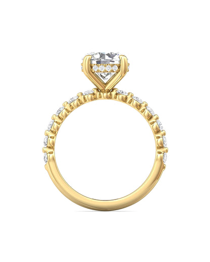 Diamond Band Solitaire 2ct Center & Hidden Halo