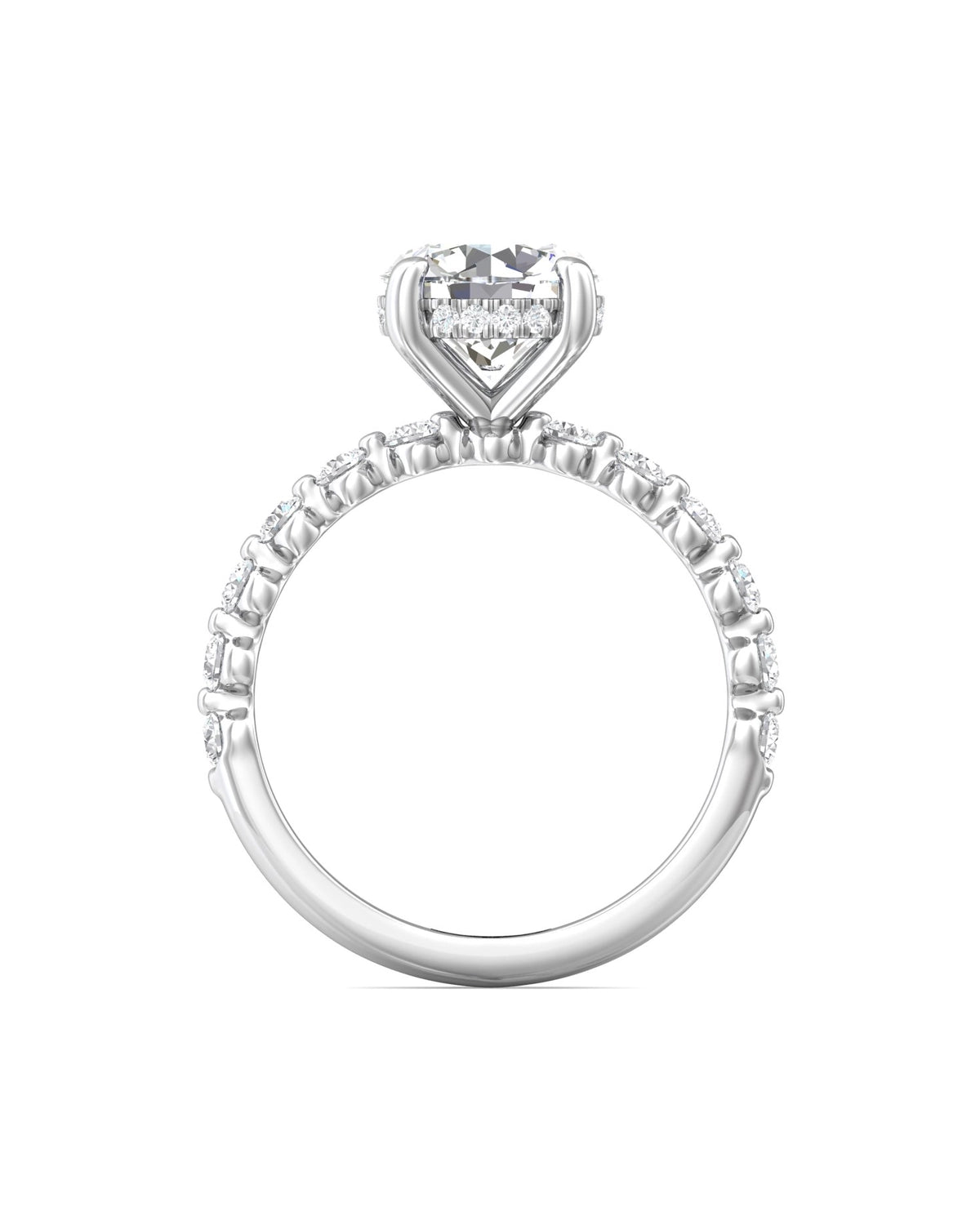 Diamond Band Solitaire 2ct Center & Hidden Halo