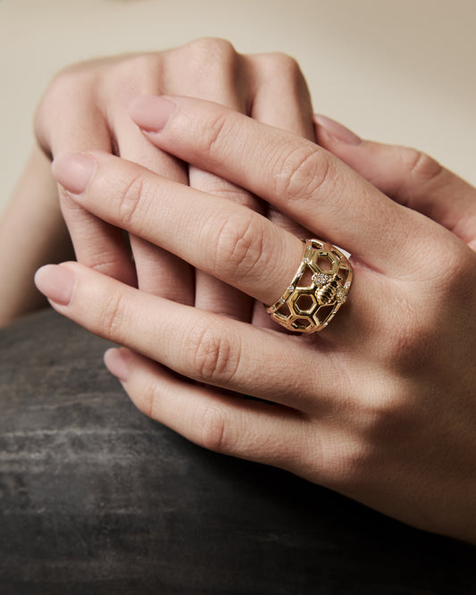 Diamond B Dome Ring With Diamond B