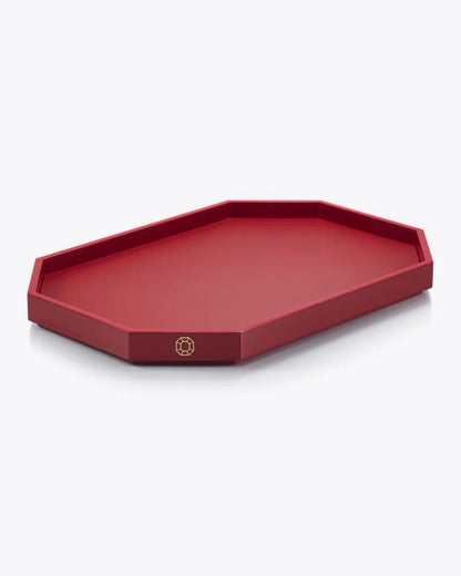 Octogone Red Lacquer Tray
