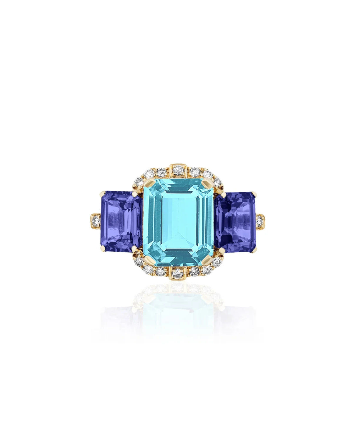 Blue Topaz & Tanzanite Three-Stone Cocktail Ring