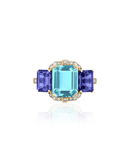 Blue Topaz & Tanzanite Three-Stone Cocktail Ring