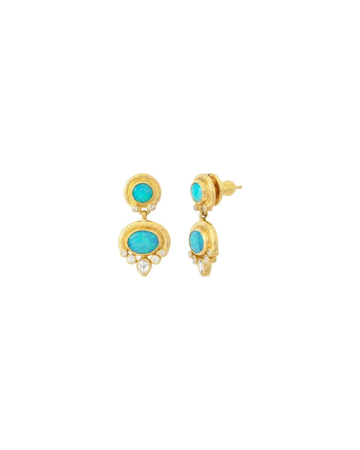 Australian Opal and Diamond Drop Earrings