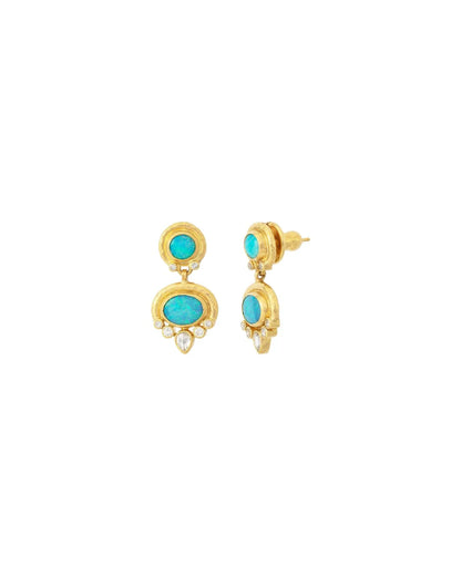 Australian Opal and Diamond Drop Earrings