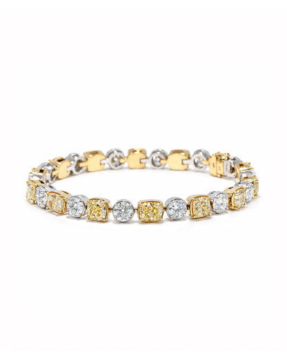 Colorless and Yellow Diamond Tennis Bracelet