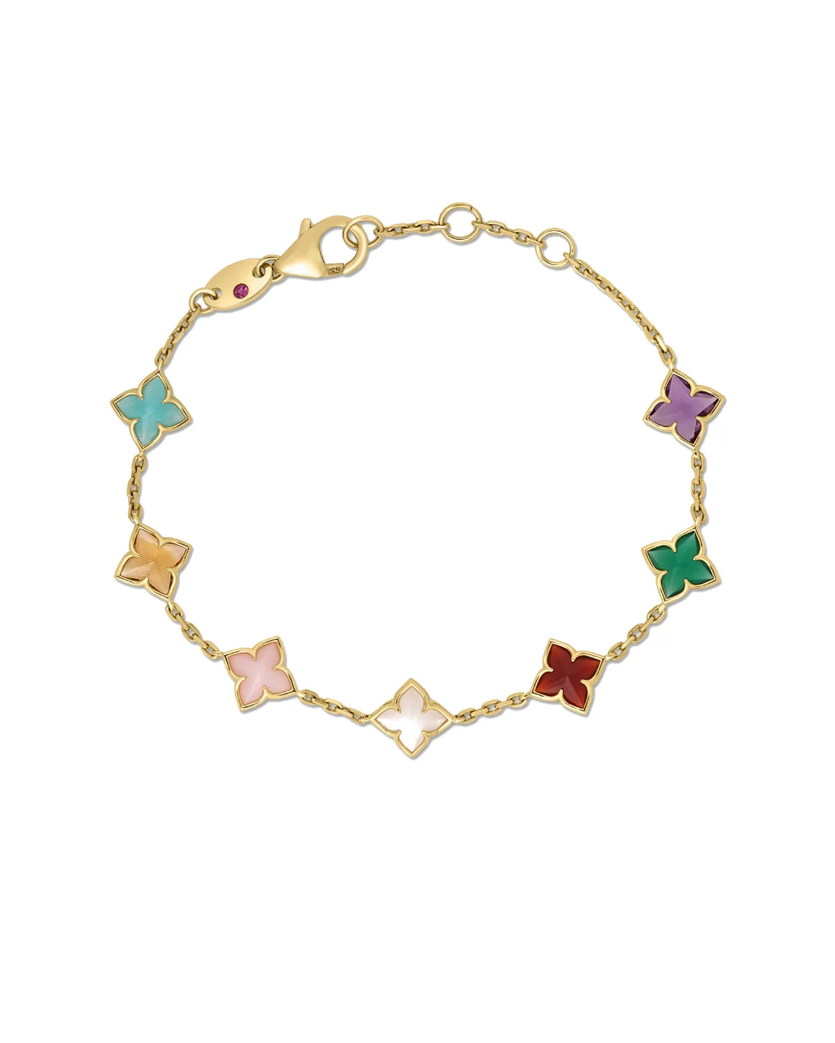 Venetian Princess Carnival Mixed Gemstone Flower Station Bracelet