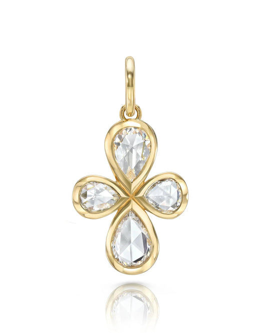 Rose-Cut Pear Diamond Cross Necklace