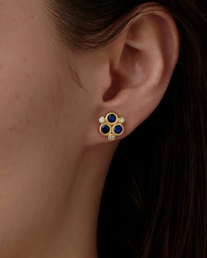 Blue Sapphire Trio Earrings