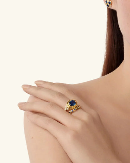 Blue Sapphire Classic Temple Ring