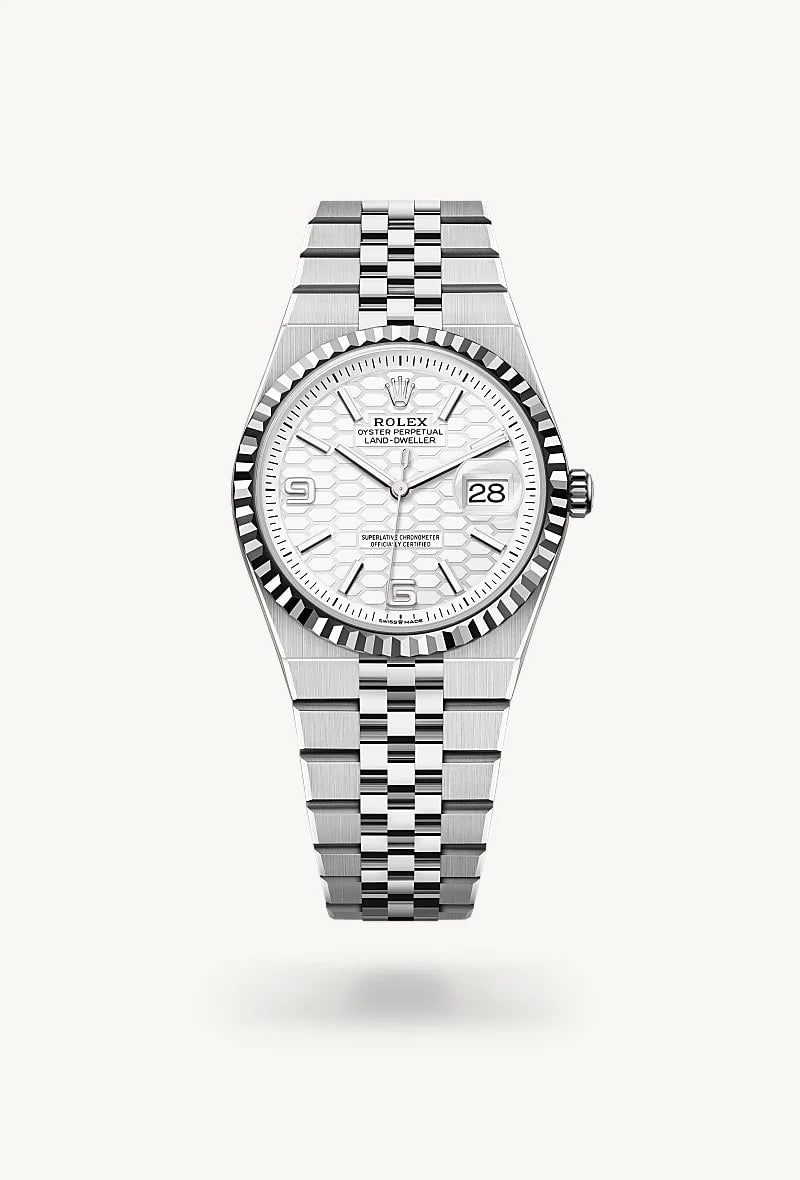 Rolex Land-Dweller 36 White Rolesor - combination of Oystersteel and white gold, M127234-0001