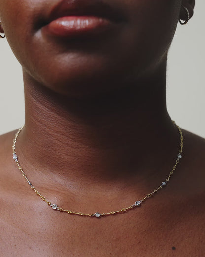 Diamond By the Inch 7 Station Dogbone Necklace