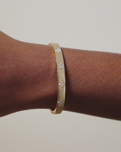 Love in Verona Narrow Width Diamond Accent and Satin Finish Bangle 48mm x 58mm