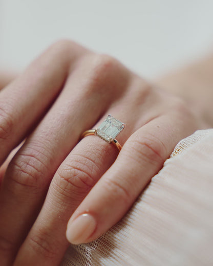 Diamond Band Solitaire 2ct Center & Hidden Halo