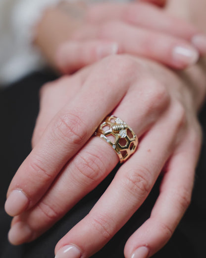 Diamond B Dome Ring With Diamond B
